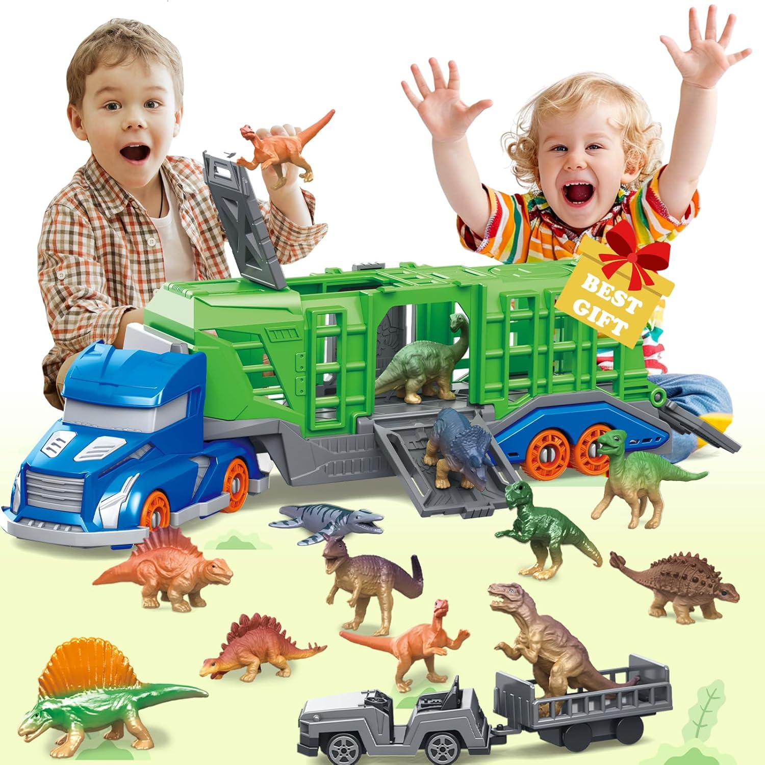 Kids Toys Xmas - Set Giocattolo Veicolo Trasporto Dinosauri e